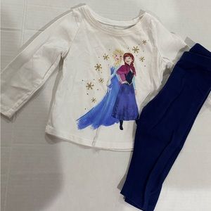 Disney baby girl frozen long sleeve graphic shirt with blue leggings size 12m
